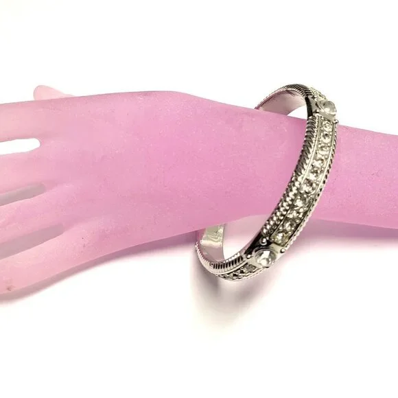 Silver Bangle with Crystals - Picture 3 of 15